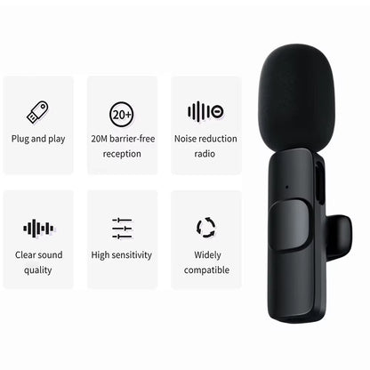 Wireless Lavalier Microphone Professional Lapel Noise Reduction Wireless Lavalier Microphones for Video Recording Interview