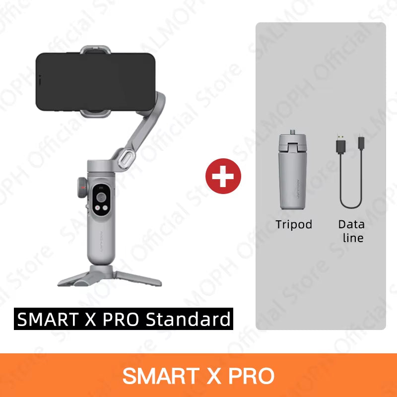 AOCHUAN Smart X Pro 3-Axis Foldable Handheld Gimbal Stabilizer with Fill Light Wireless Charging for Smart Phone Action Camera