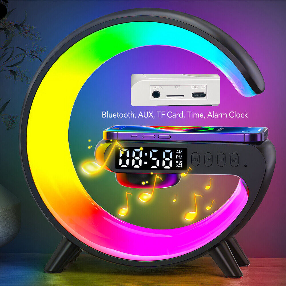 LED Lamp Smart G Bluetooth Speaker Wireless Charger RGB Alarm Clock Night Light