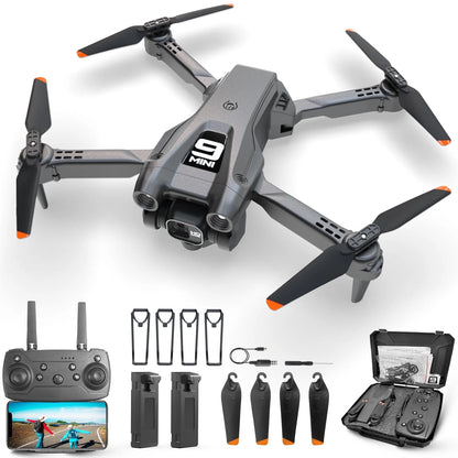 Foldable Drone, 1080P HD FPV Camera Wifi RC Quadcopter, 360° Flip, Waypoint Flight, for Kids Adult and Beginners Black，2 Batteries