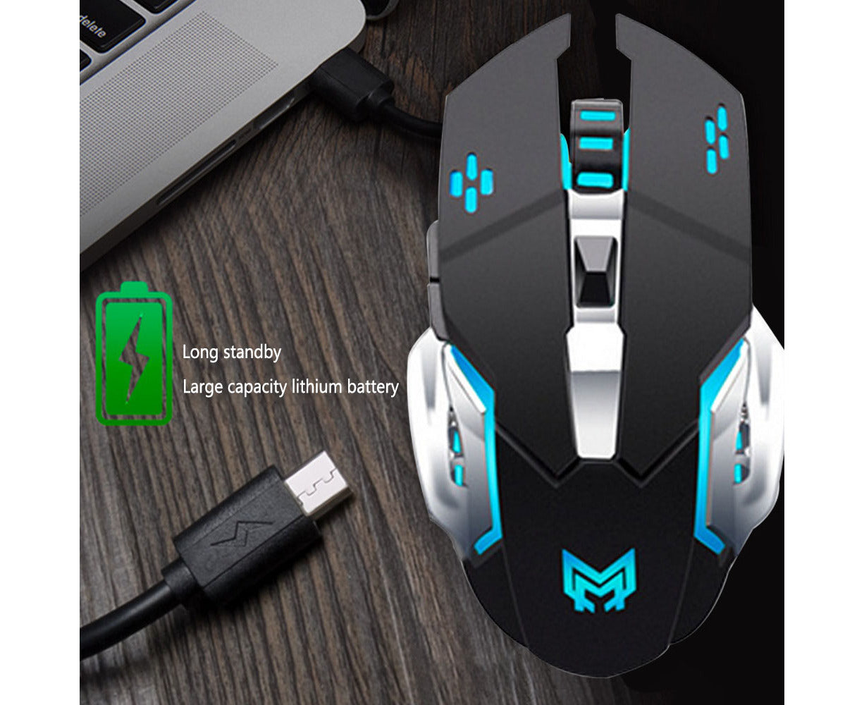 Rechargeable 2.4Ghz Wireless Gaming Mouse with USB Receiver,7 Colors Backlit for Computer PC, Laptop