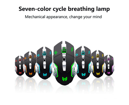 Rechargeable 2.4Ghz Wireless Gaming Mouse with USB Receiver,7 Colors Backlit for Computer PC, Laptop