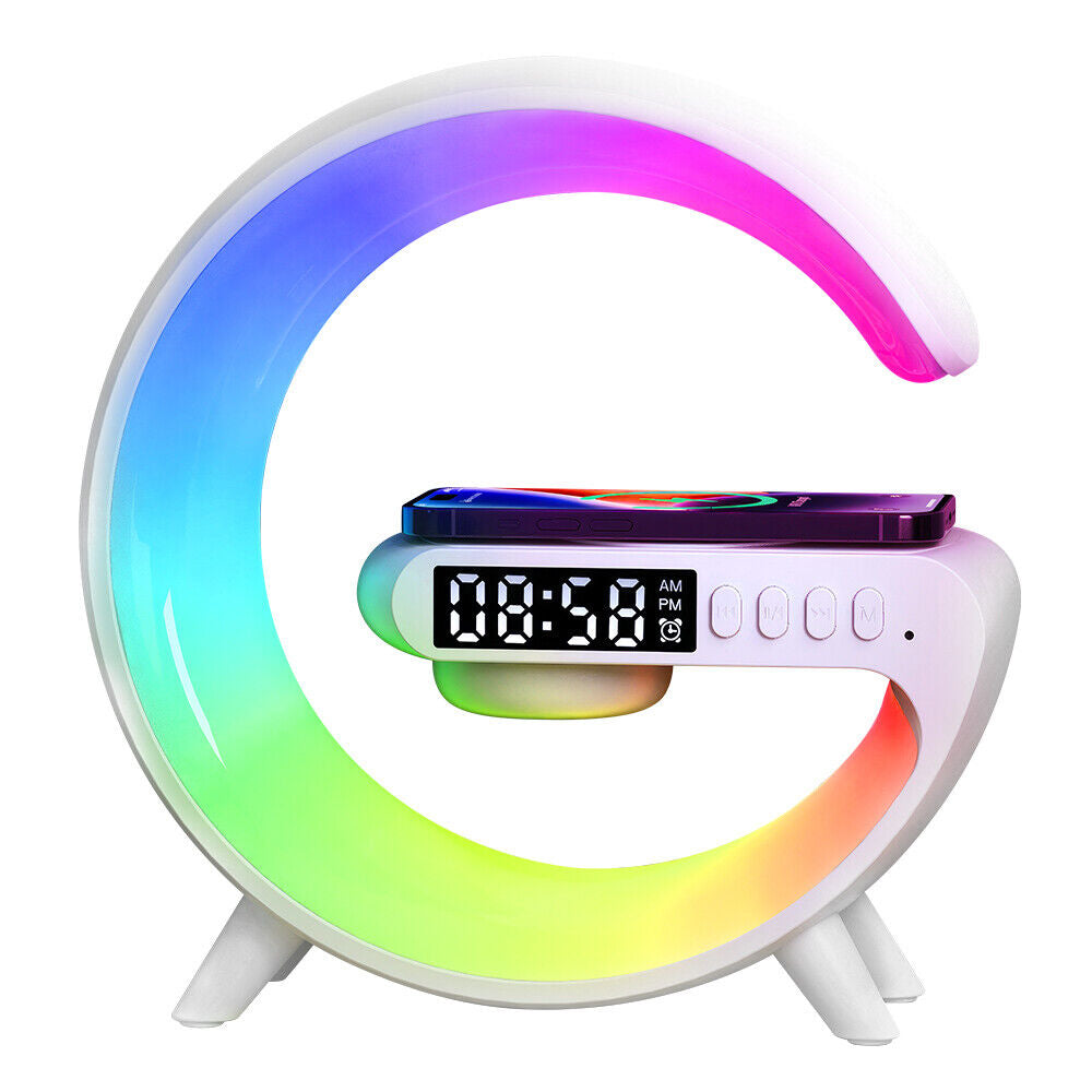 LED Lamp Smart G Bluetooth Speaker Wireless Charger RGB Alarm Clock Night Light