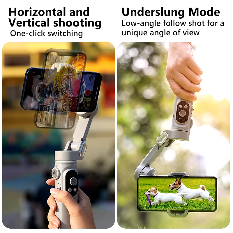 AOCHUAN Smart X Pro 3-Axis Foldable Handheld Gimbal Stabilizer with Fill Light Wireless Charging for Smart Phone Action Camera