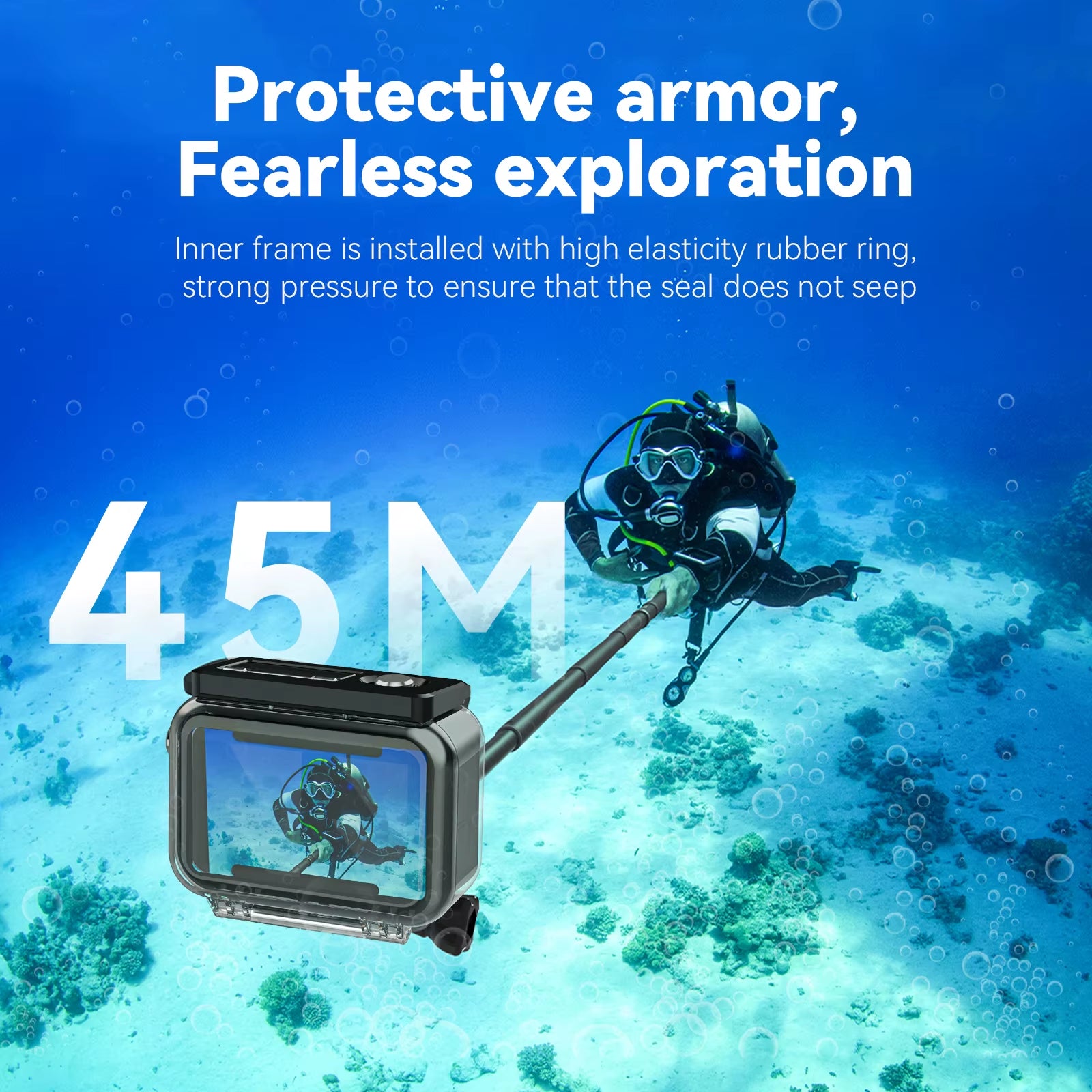 TELESIN 45M Action Camera Waterproof Case for DJI Action 3 4 Underwater Diving Housing Cover for DJI OSMO Action 3 4 Accessories