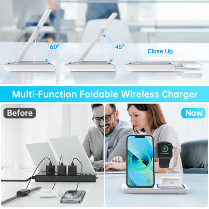 2023 Upgraded Wireless Charging Station, 18W 3 in 1 Charger Station, Fast Charging Dock Stand for Iwatch Series 8/7/6/SE/5/4/3/2, Compatible with Iphone 15 14 13 12 11 Pro/Xs/Xr/Samsung & Airpod