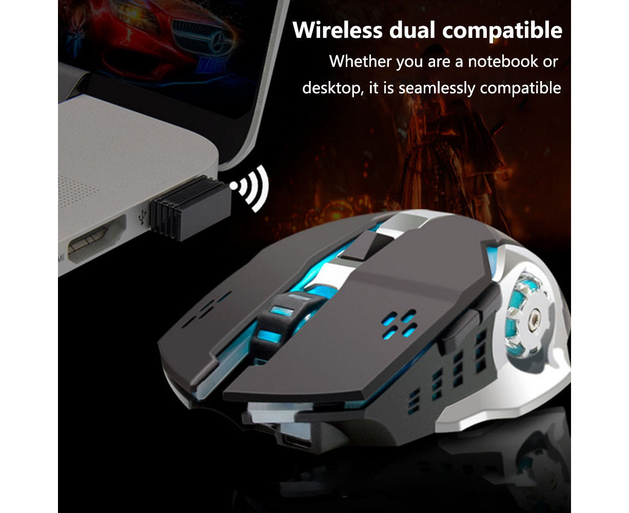 Rechargeable 2.4Ghz Wireless Gaming Mouse with USB Receiver,7 Colors Backlit for Computer PC, Laptop