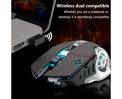 Rechargeable 2.4Ghz Wireless Gaming Mouse with USB Receiver,7 Colors Backlit for Computer PC, Laptop