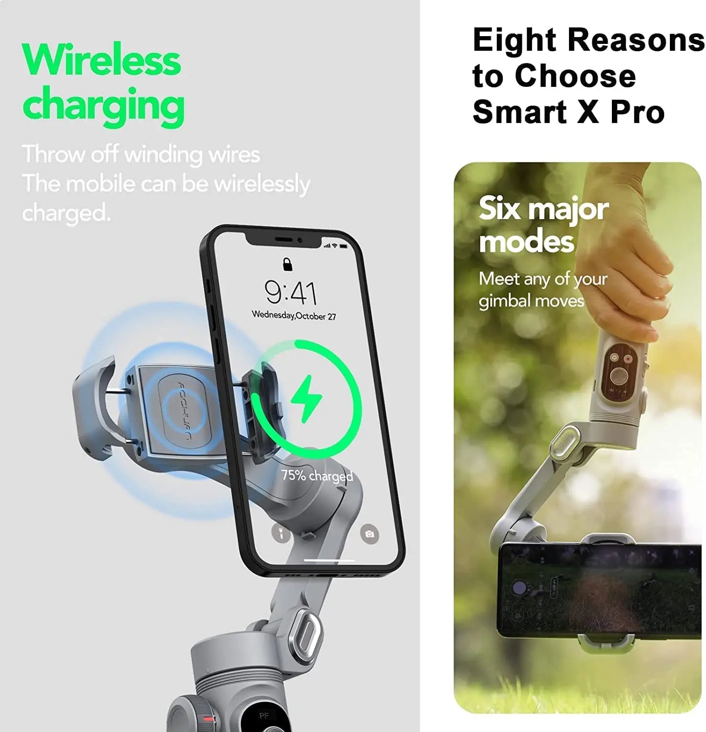 Handheld Gimbal Stabilizer 3-Axis Smart X Pro Professional for Smartphone Wireless Charging OLED Display LED Light Focus Wheel