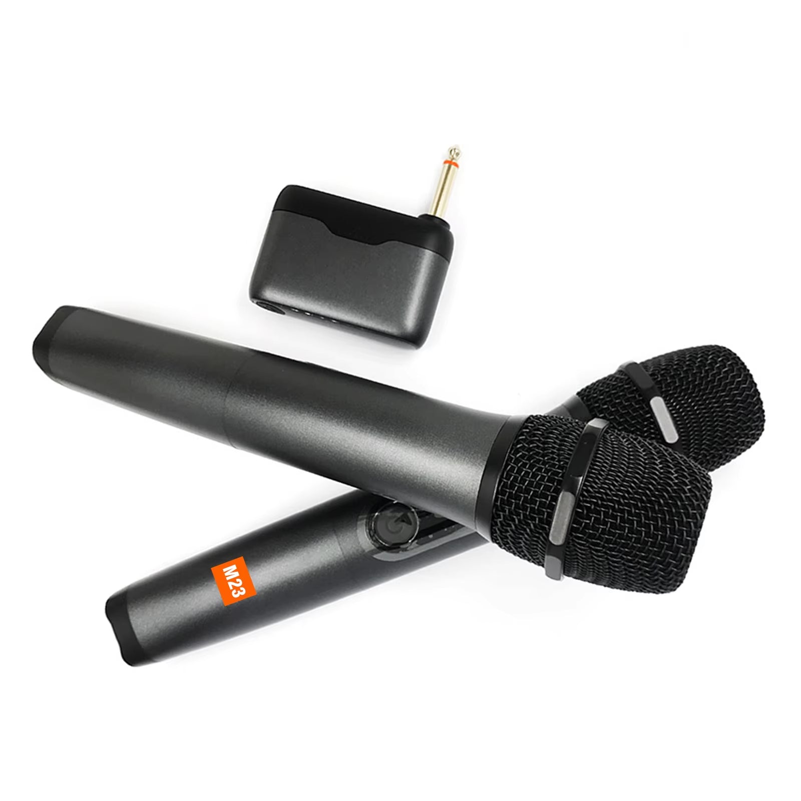 M23 UHF 2 Channel Wireless Microphone System with Rechargeable Receiver Cordless Handheld Mic for Karaoke Church Party DJ