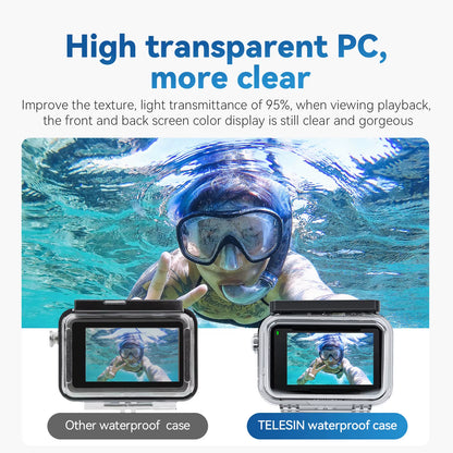 TELESIN 45M Action Camera Waterproof Case for DJI Action 3 4 Underwater Diving Housing Cover for DJI OSMO Action 3 4 Accessories