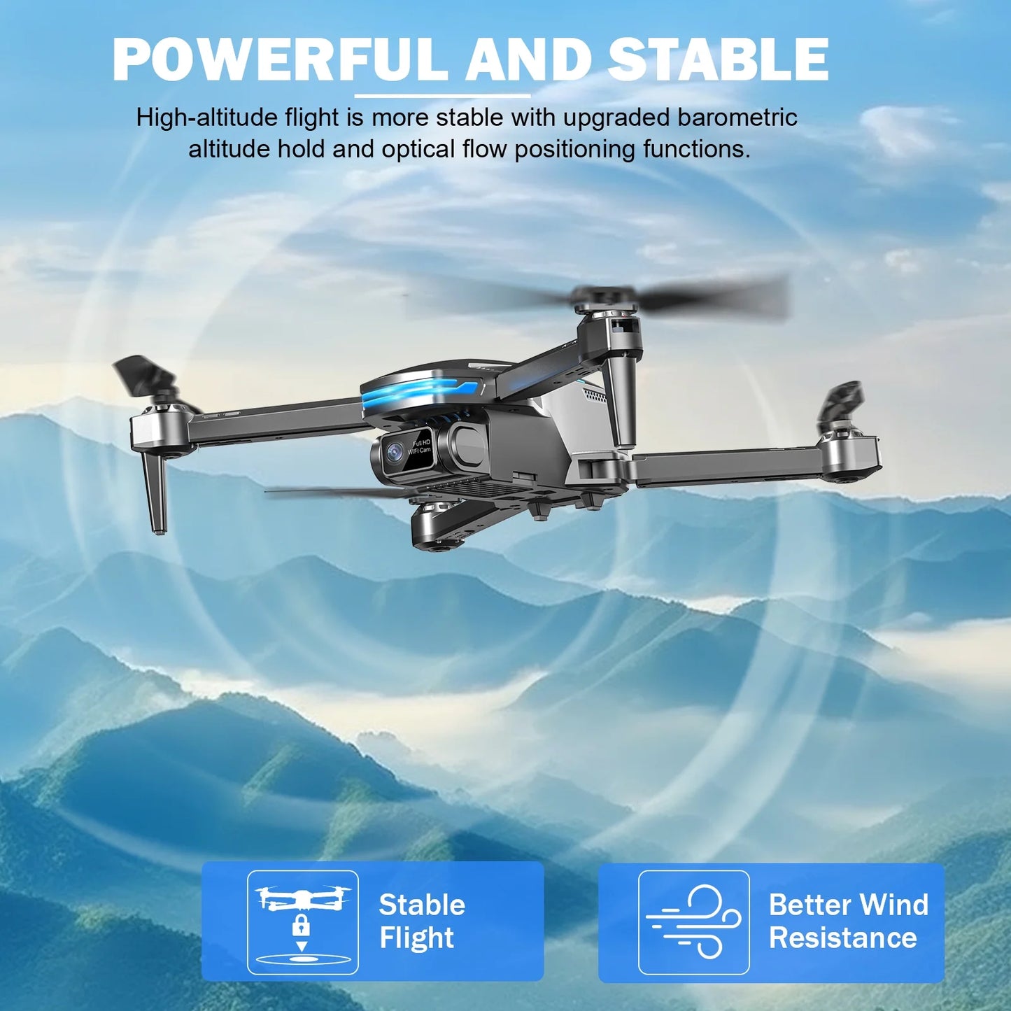 Drone with Camera for Adults and Kids, 1080P FPV Drone with Optical Flow Positioning, Grey