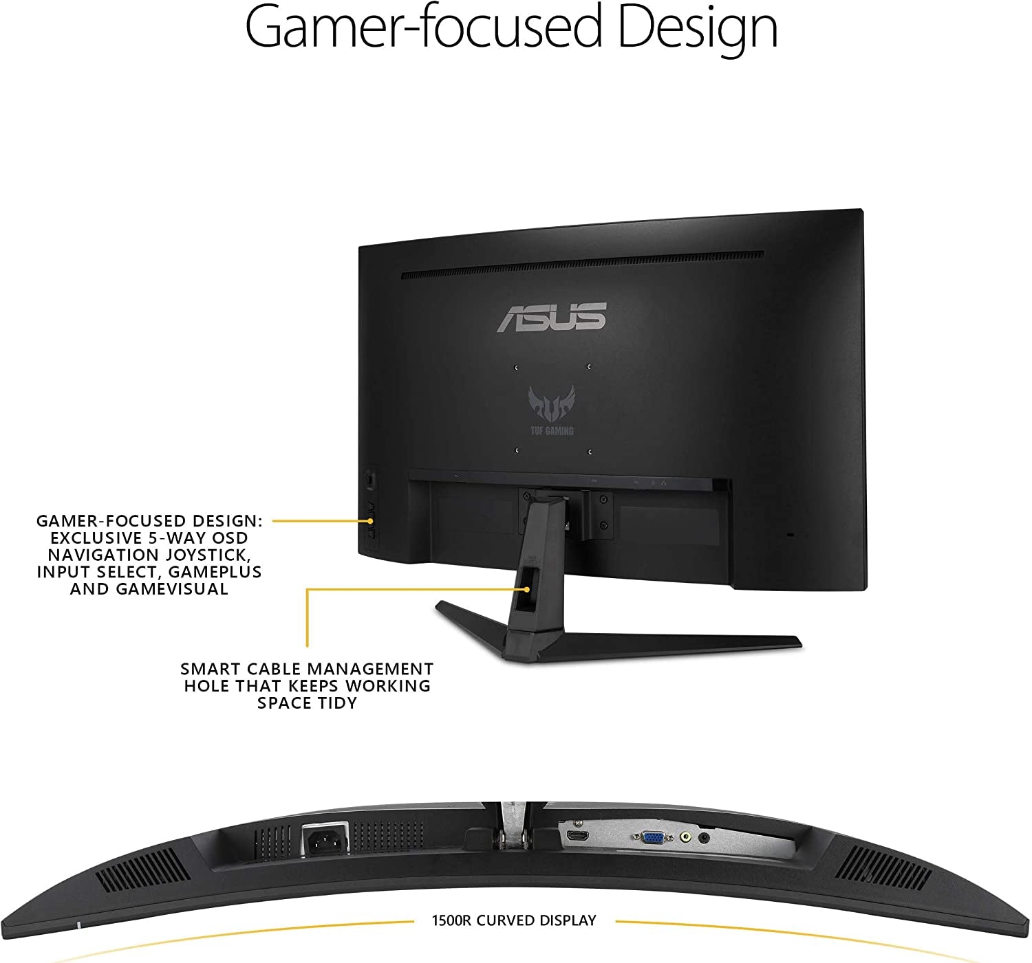 TUF Gaming 32" 1080P Curved Monitor (VG328H1B) - Full HD, 165Hz (Supports 144Hz), 1Ms, Extreme Low Motion Blur, Speaker, Adaptive-Sync, Freesync Premium, VESA Mountable, HDMI, Tilt Adjustable