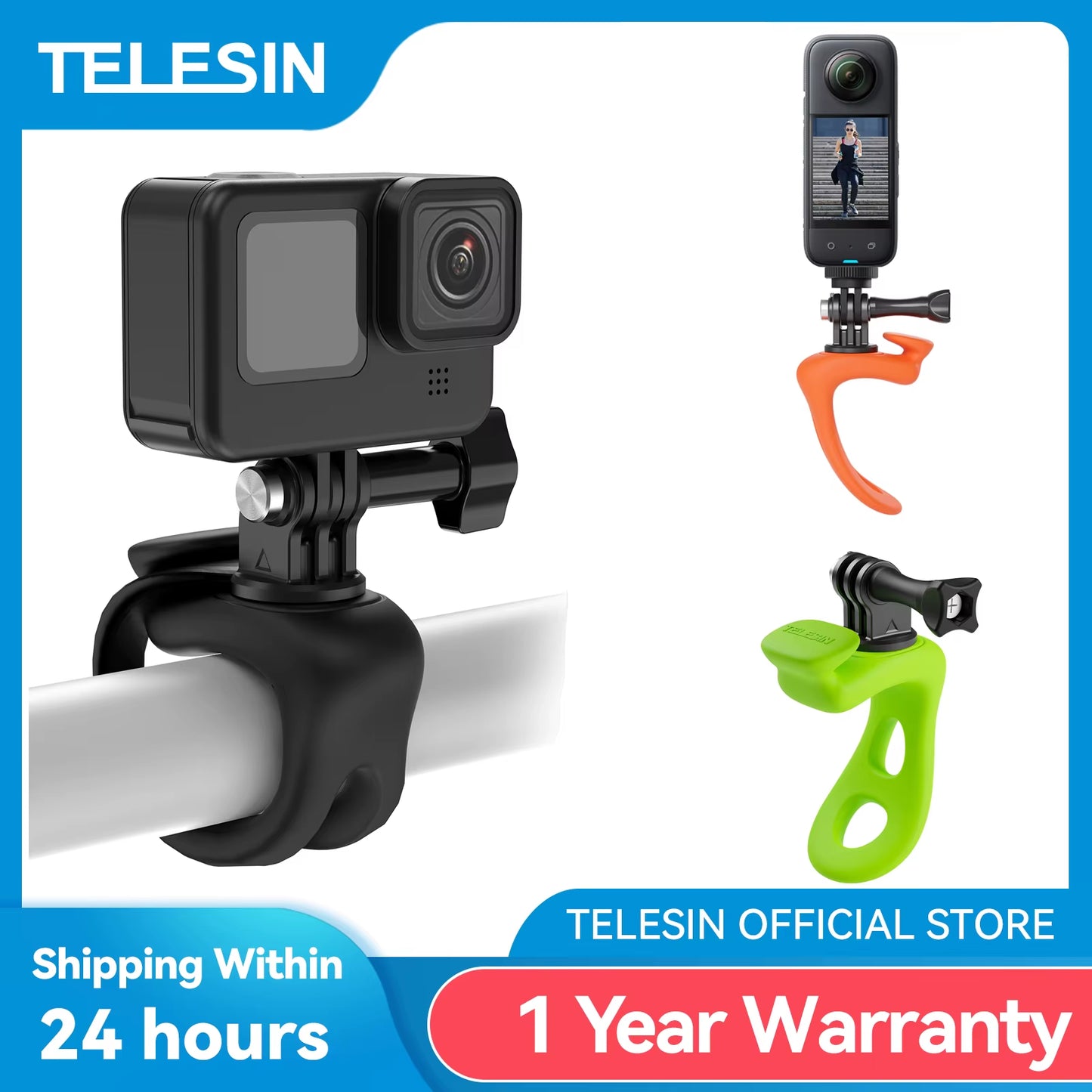 TELESIN Action Camera Mount Silicone Adjustable Mini Flexible Bracket for Gopro Insta360 DJI Action Camera Accessories