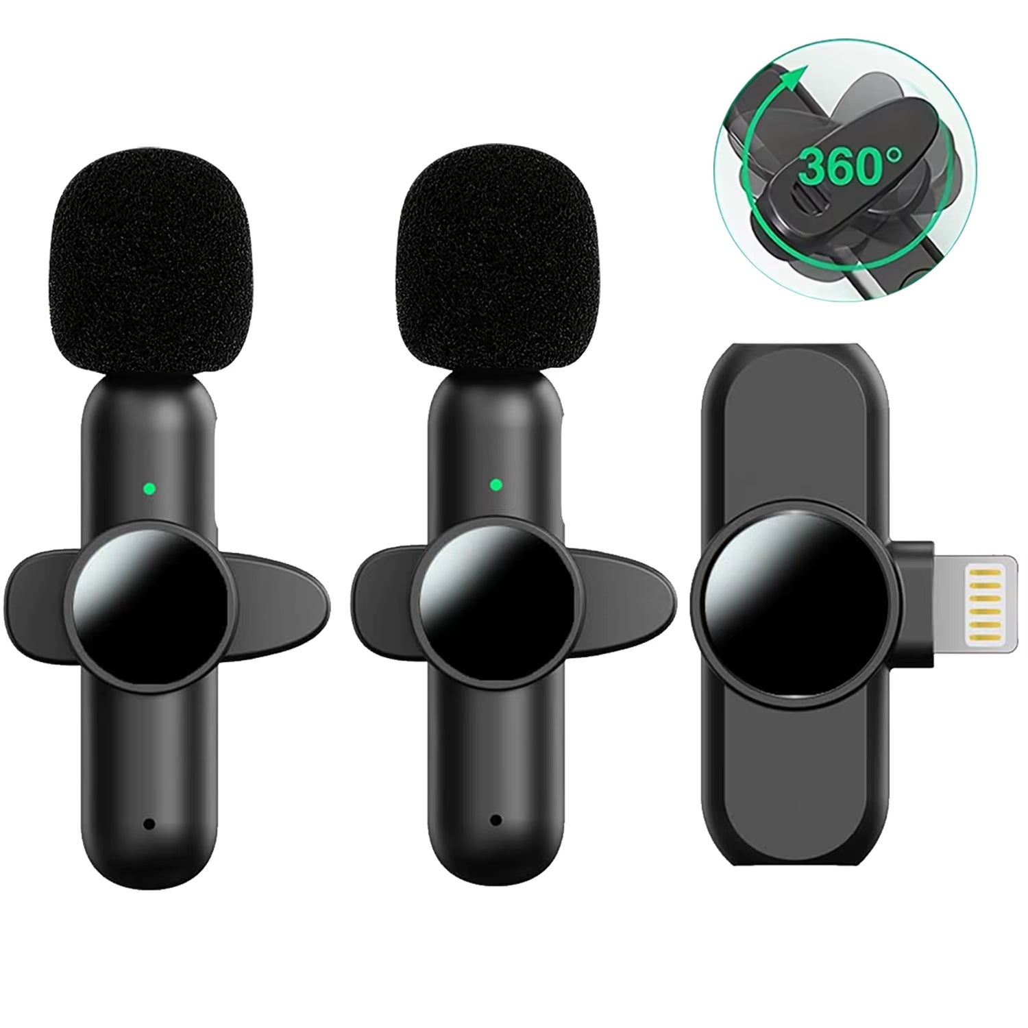 3 in 1 Wireless Lavalier Microphones for Iphone, Ipad, Android, Camera, USB-C Microphone, Mini Microphone with Noise Reduction F