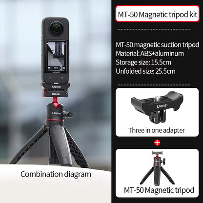 Ulanzi MT-50 Magnetic Tripod for  Osmo Action 5 4 3 Adjustable Underwater Selfie Stick Stand Mount Action Camera Accessories