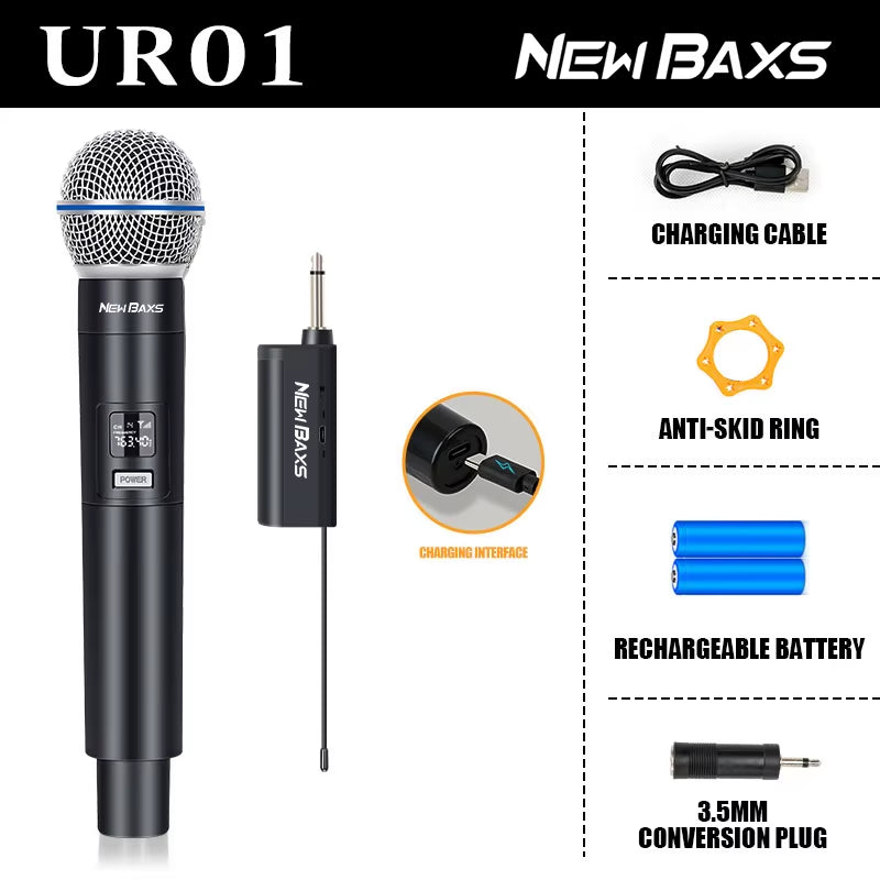 Wireless Microphone 2 Channel UHF Fixed Frequency Dynamic Microphone Party Karaoke Meeting Church Show Professional Mic