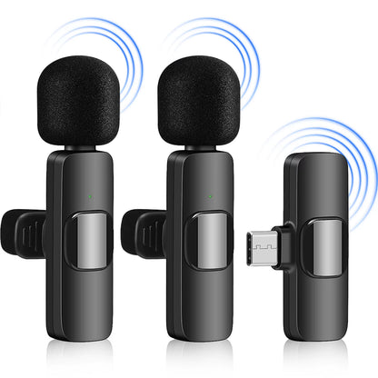 3 in 1 Wireless Lavalier Microphones for Iphone, Ipad, Android, Camera, USB-C Microphone, Mini Microphone with Noise Reduction F