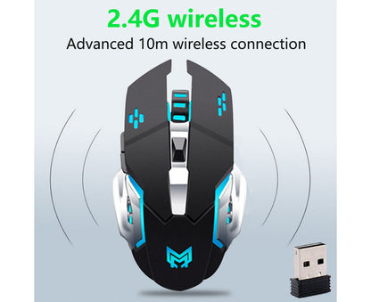 Rechargeable 2.4Ghz Wireless Gaming Mouse with USB Receiver,7 Colors Backlit for Computer PC, Laptop