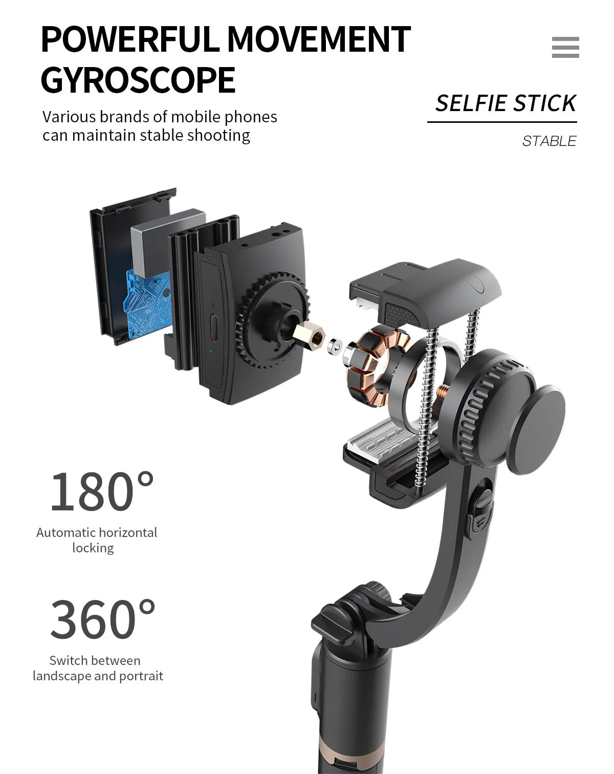 Handheld Gimbal Smartphone Bluetooth Handheld Stabilizer with Tripod Selfie Stick Folding Gimbal for Smartphone Xiaomi Iphone