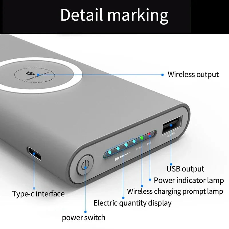 200000Mah Power Bank Two-Way Wireless Fast Charging Powerbank Portable Charger Type-C External Battery for Samsung Iphone Xiaomi