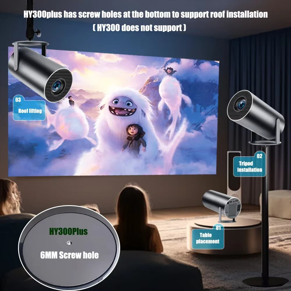 Hy300 plus Projector 4K Android 1080P 1280*720P Full HD Home Theater Video Mini Led Projector for Movies Upgraded Version