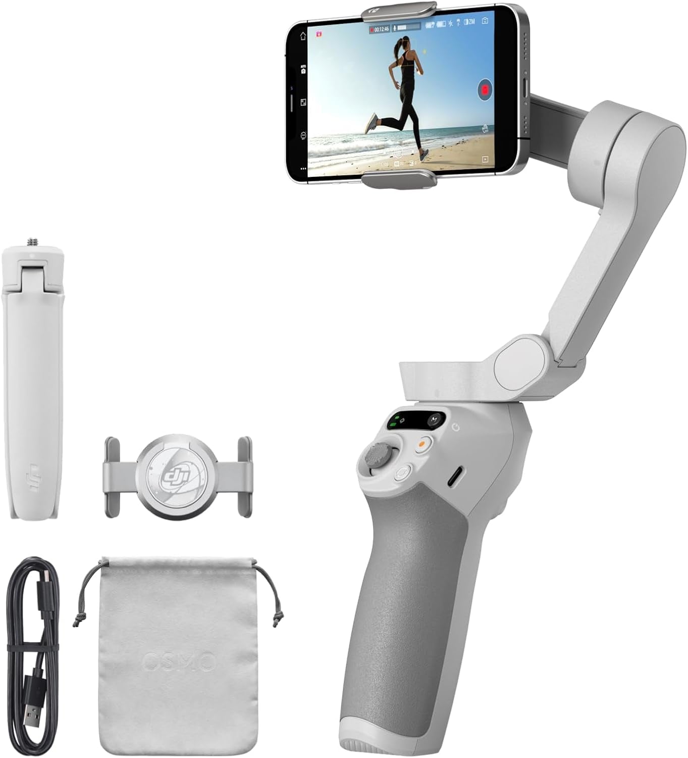 OSMO Mobile SE 3-Axis Intelligent Gimbal Stabilizer for Smartphones, Portable and Foldable Design, Compatible with Android and iPhone, Featuring Shotguides and Activetrack 6.0 for Vlogging and YouTube Content Creation