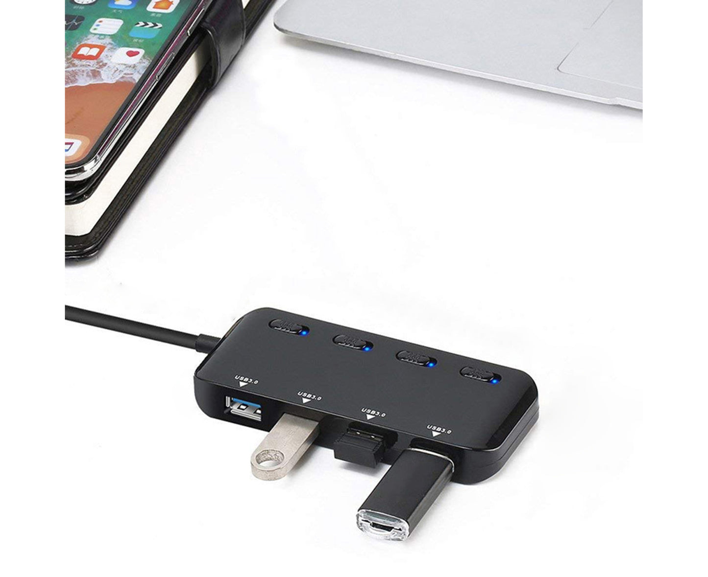 Docking Station 4 Ports USB3.0 ABS High Speed Cable Hub for Phone