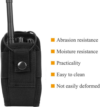 Molle Radio Holder Walkie Talkie Pouch Case for Duty Belt Radio Holster Tactical Hunting Intercom Bag (1 Pack, Black)