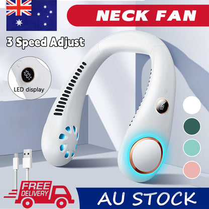 NEW Neck Fan Bladeless Hanging Air Cooler USB Rechargeable Portable Personal