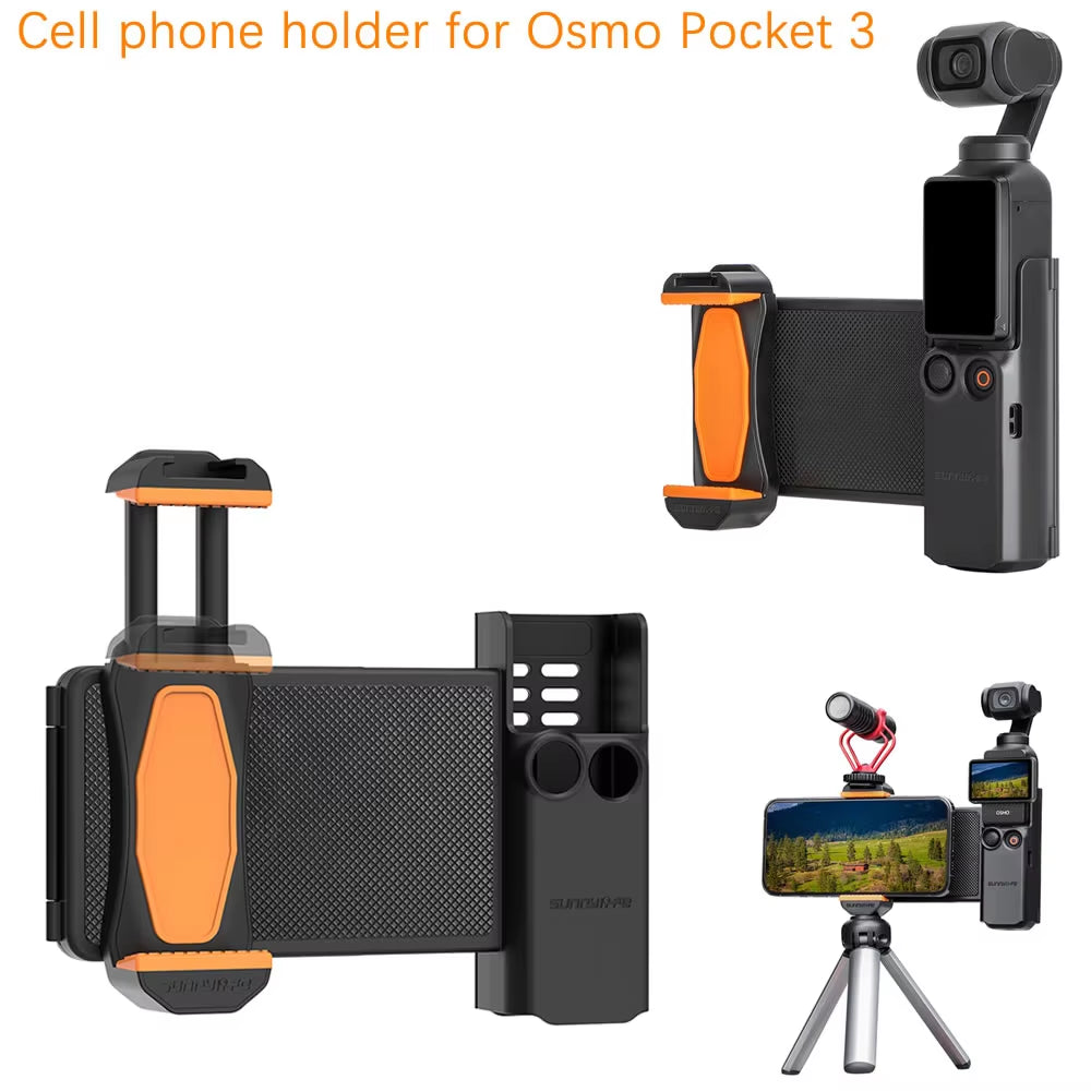 Phone Holder Expansion Bracket for  Osmo Pocket 3 Handheld Bracket for  Pocket 3 Handle Adapter Camera Accessories