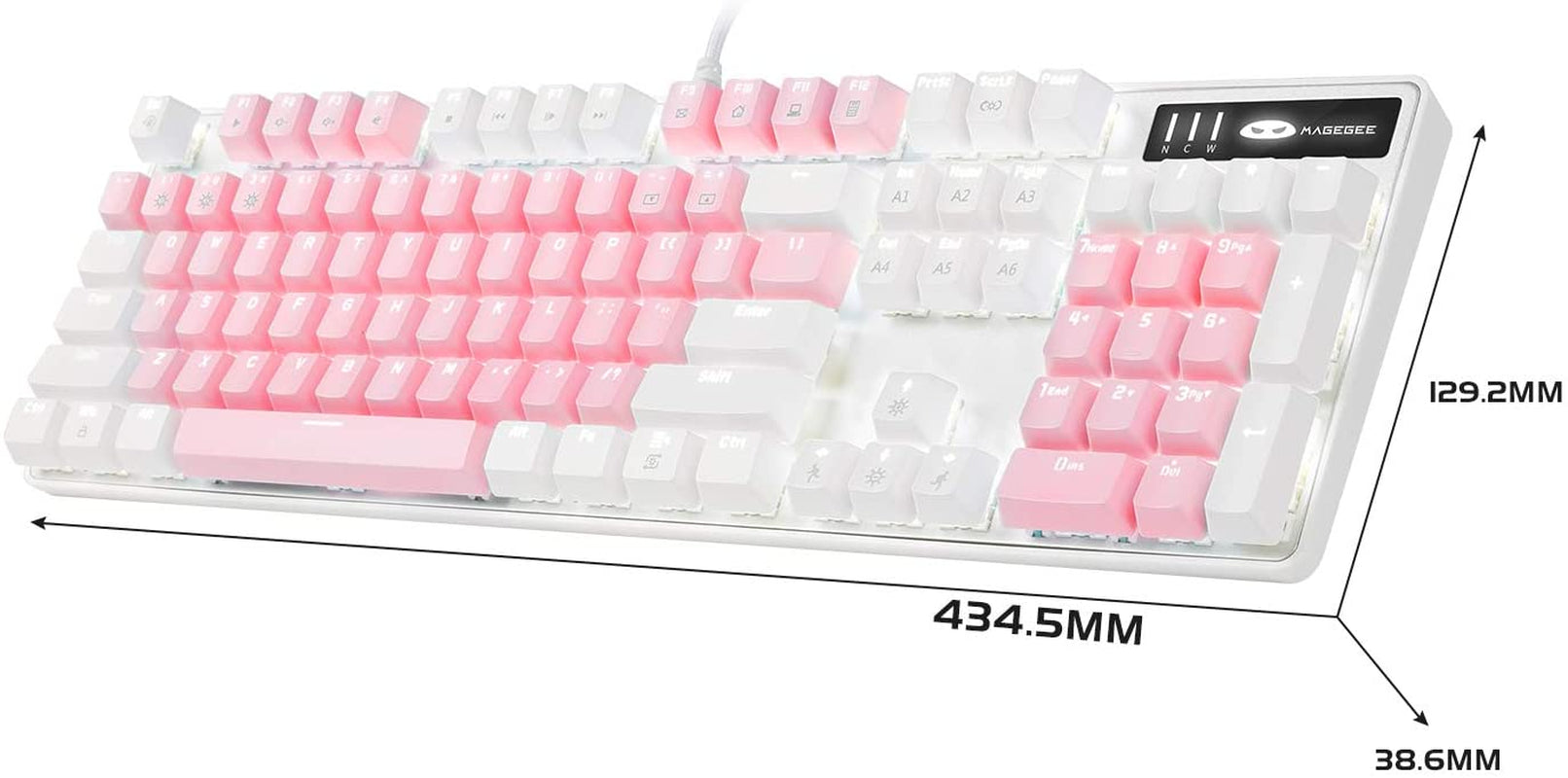 Mechanical Gaming Keyboard,  New Upgraded Blue Switch 104 Keys White Backlit Keyboards, USB Wired Mechanical Computer Keyboard for Laptop, Desktop, PC Gamers(White & Pink)