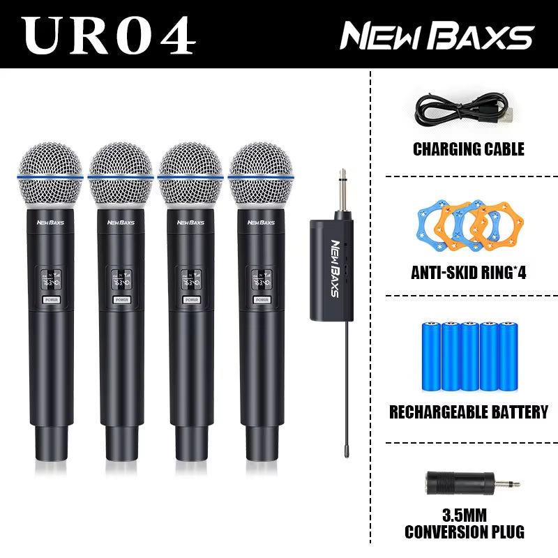 Wireless Microphone 2 Channel UHF Fixed Frequency Dynamic Microphone Party Karaoke Meeting Church Show Professional Mic