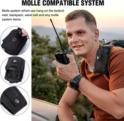 Molle Radio Holder Walkie Talkie Pouch Case for Duty Belt Radio Holster Tactical Hunting Intercom Bag (1 Pack, Black)